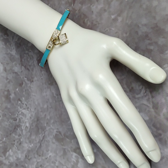 Michael Kors Enamel Bracelet w/Crystal Studded Padlock - Picture 2 of 8